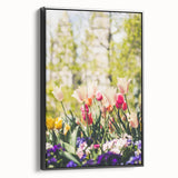 Black and white framed canvas depicting a vintage landscape painting, ideal for bedroom wall art.