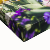 Large art of a black and white landscape painting on stretched canvas, featuring serene woodland in spring.