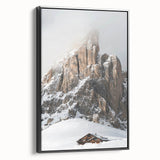 Black and white framed canvas depicting a winter landscape, ideal for bedroom wall art.