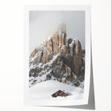 Rolled canvas print featuring a winter-themed floral art in muted blue and white tones.