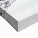 Black and white landscape art painting on stretched canvas depicting a serene winter scene, ideal for bedroom wall art.