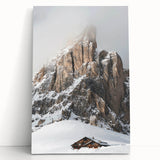 Winter-themed black and white stretched canvas featuring a snowy landscape, ideal for kitchen wall art or bedroom ambiance.