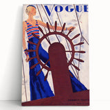 Vogue Canvas Art - Nautical 1931 Fashion Illustration Wall Decor