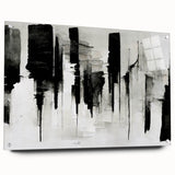 Acrylic Bedroom Wall Art – Abstract Black & White Cityscape Print