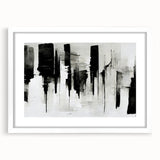 Acrylic Bedroom Wall Art – Abstract Black & White Cityscape Print