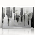 Acrylic Bedroom Wall Art – Abstract Black & White Cityscape Print