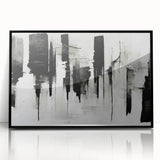 Acrylic Bedroom Wall Art – Abstract Black & White Cityscape Print