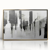 Acrylic Bedroom Wall Art – Abstract Black & White Cityscape Print