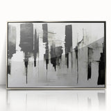 Acrylic Bedroom Wall Art – Abstract Black & White Cityscape Print