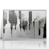 Acrylic Bedroom Wall Art – Abstract Black & White Cityscape Print