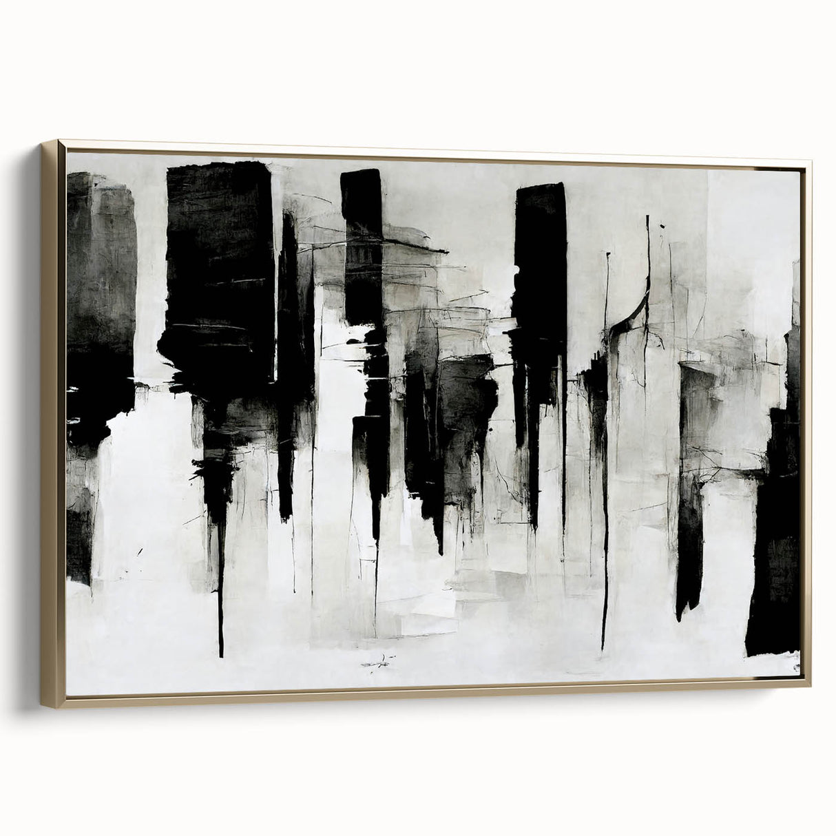 Acrylic Bedroom Wall Art – Abstract Black & White Cityscape Print