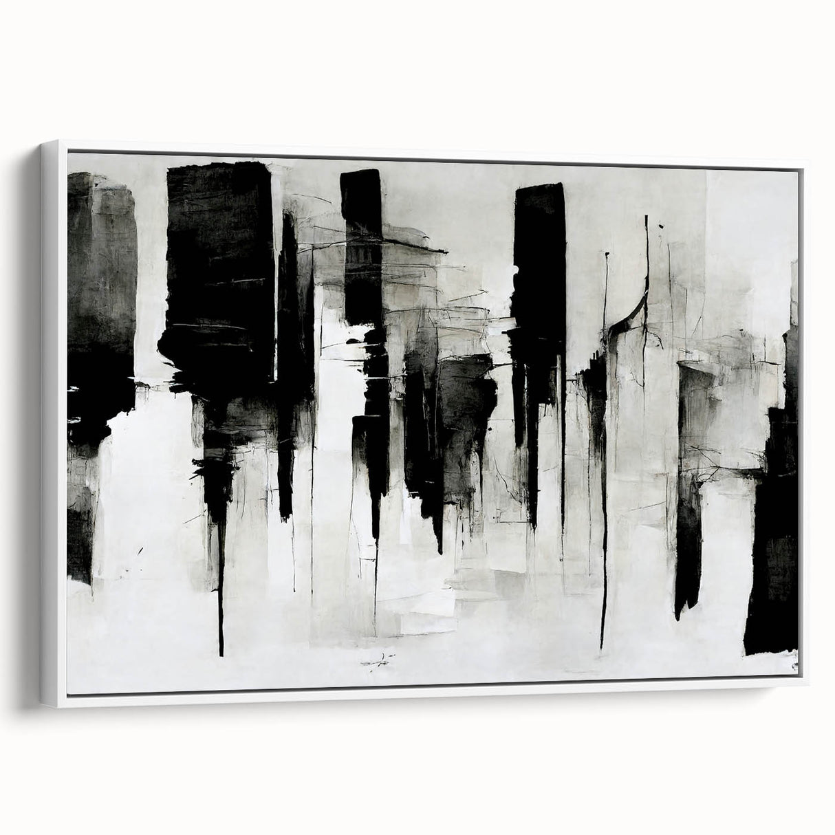 Acrylic Bedroom Wall Art – Abstract Black & White Cityscape Print