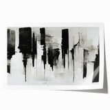 Acrylic Bedroom Wall Art – Abstract Black & White Cityscape Print
