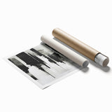 Acrylic Bedroom Wall Art – Abstract Black & White Cityscape Print