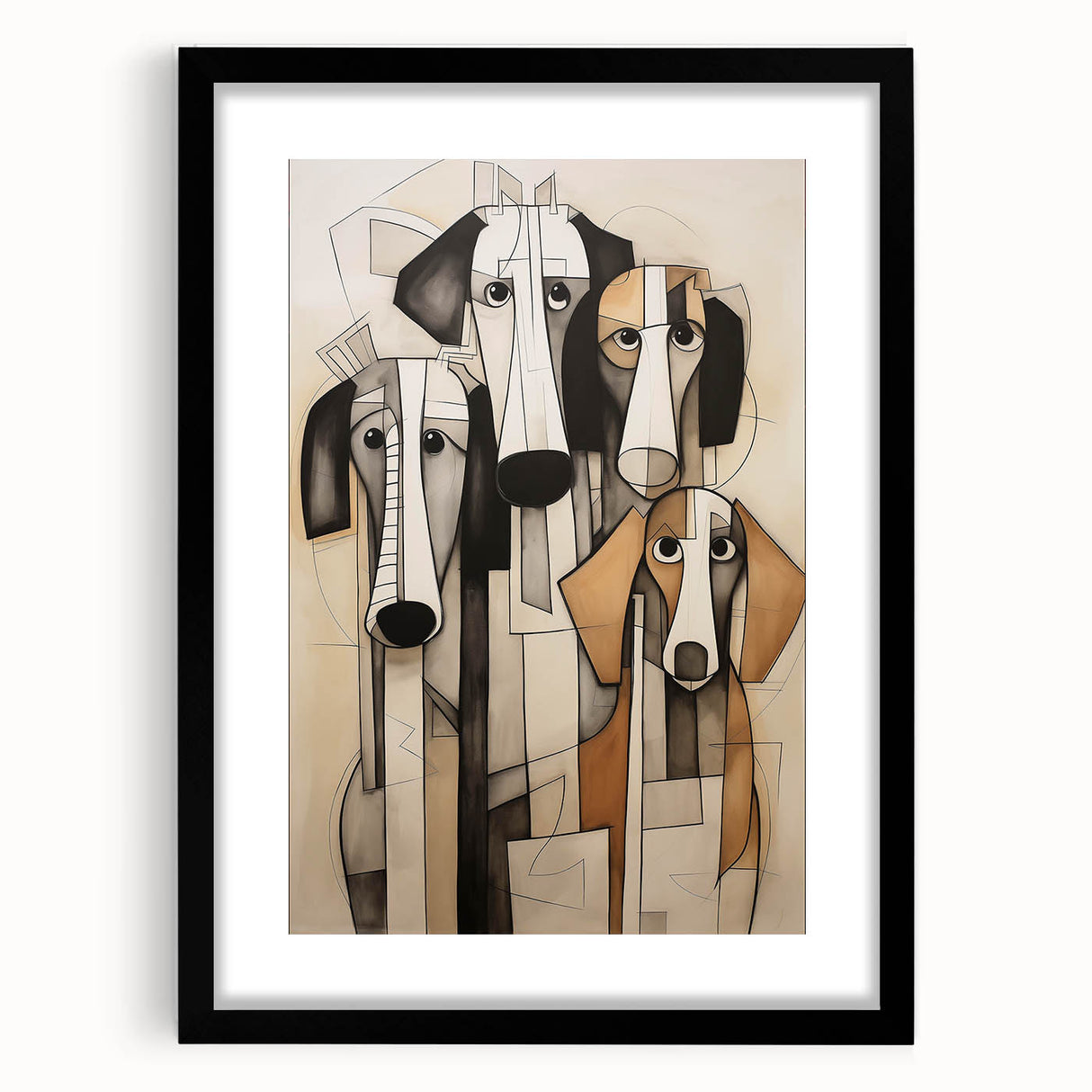 Abstract Dog Portrait Wall Art – Modern Living Room Canvas
