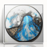 Framed geometric abstract acrylic artwork in white, showcasing sharp angles and soft hues, ideal for modern home decor and enhancing minimalist spaces.