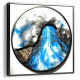 Framed abstract geometric canvas artwork showcasing a striking black design, viewed from the side. Ideal for modern home decor, adding a contemporary touch to any space.