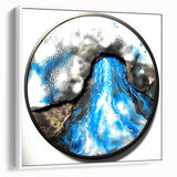 Framed canvas artwork showcasing an abstract geometric design with shades of white and gray, emphasizing modern decor aesthetics in a stylish setting.