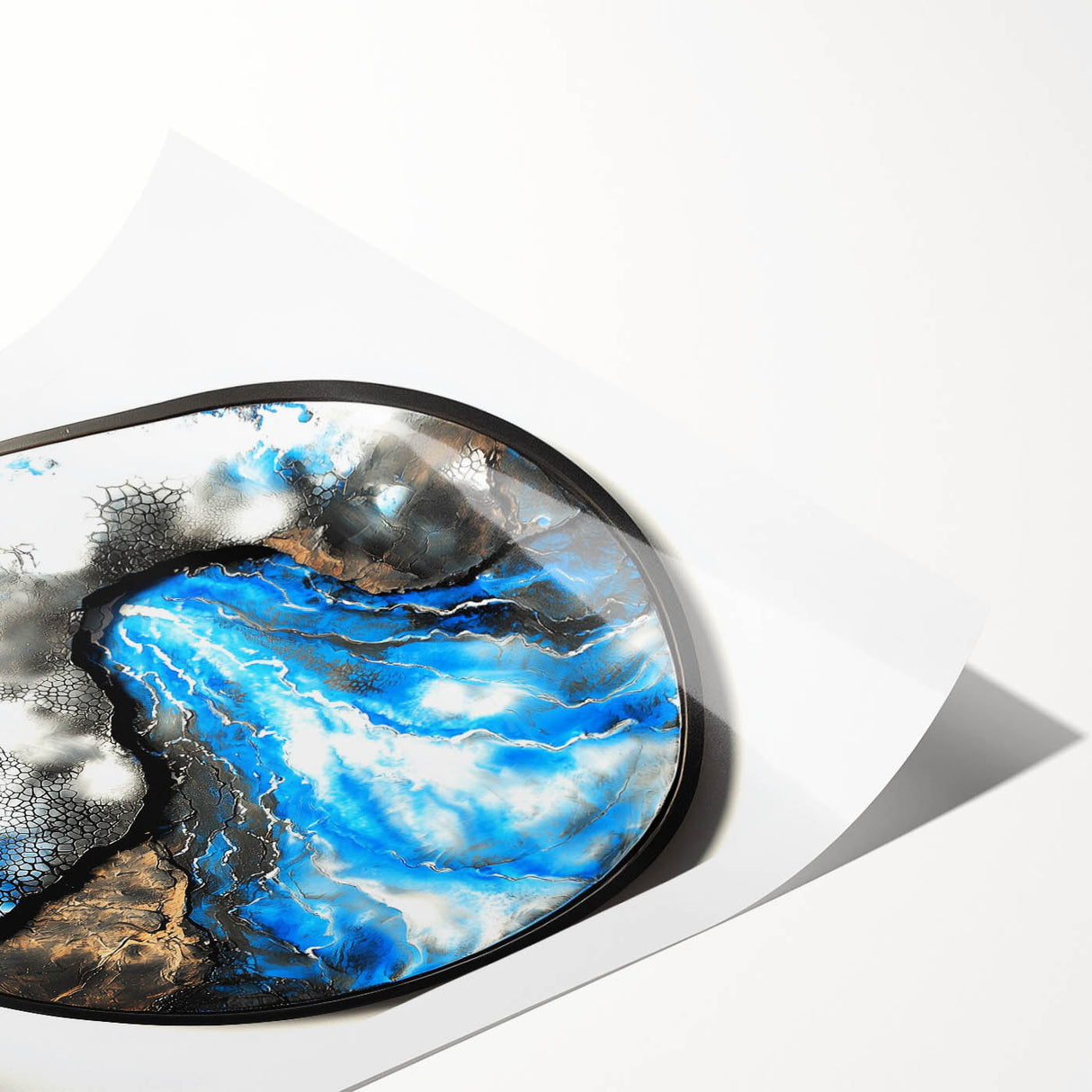 Abstract geometric rolled canvas print featuring vibrant colors and dynamic shapes, designed to enhance modern interior decor. Packaged securely in a sturdy tube for safe delivery.