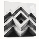 Large abstract wall art on acrylic glass featuring swirling blue and gray tones, suitable for bedroom or dining room decor.