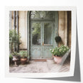 Extra large wall art featuring a French door architecture in muted earth tones, printed on glossy photo paper.