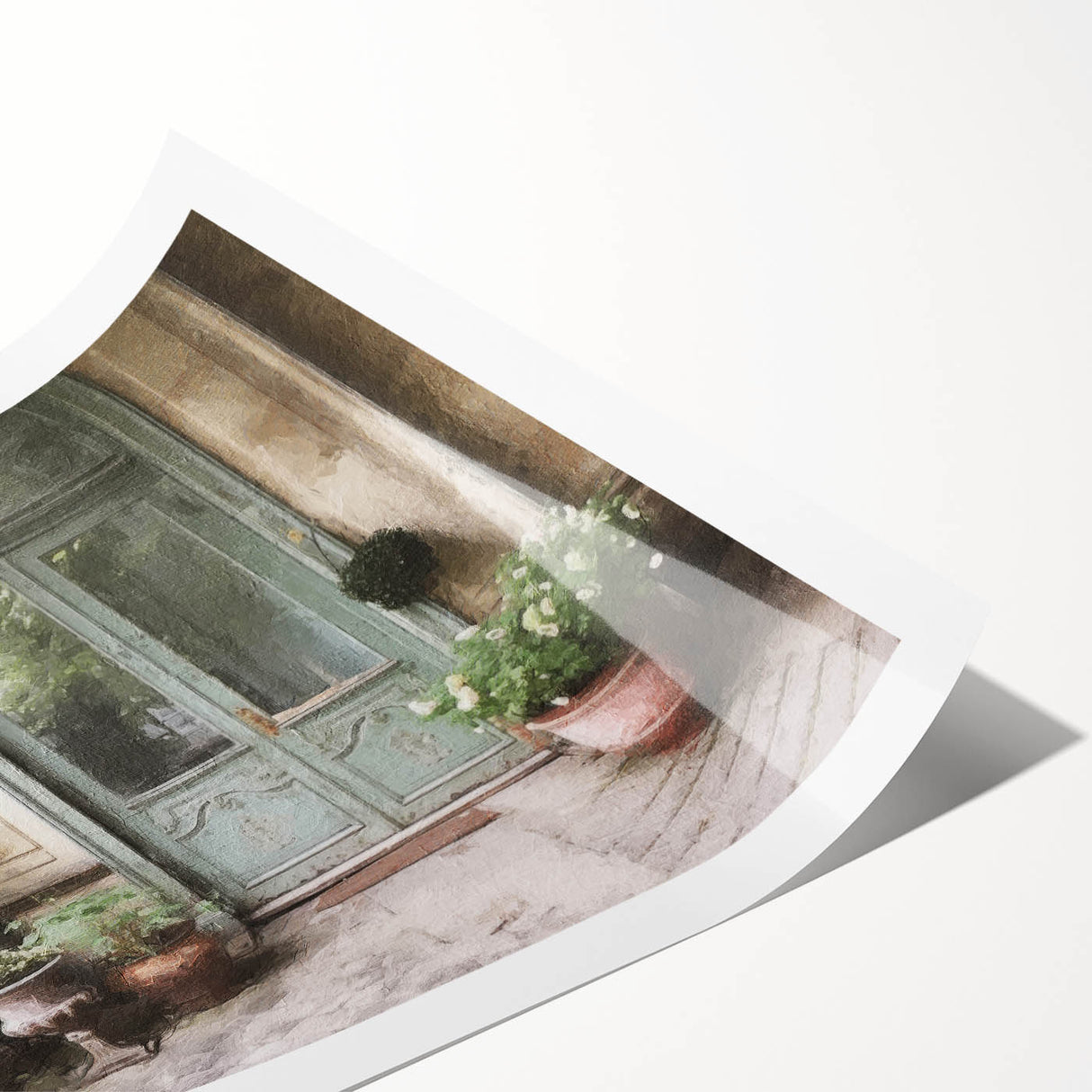 Extra large wall art featuring line art flowers on a rolled print, with delicate black lines and minimalist design.