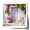 Extra large wall art featuring a Greek door architecture in muted earth tones on glossy photo paper.