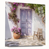 Acrylic print of a Greek door design in neutral tones, ideal for dining room or bedroom decor.