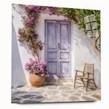 Acrylic print of a Greek architecture door, in muted earth tones, ideal for bedroom or dining room art.
