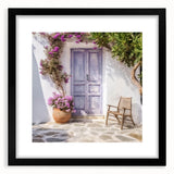 Extra large wall art featuring a colorful abstract art print of a Greek door.
