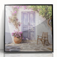 Large abstract wall art featuring a mid-century modernist style black acrylic print of a Greek door.