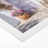 Art deco poster featuring a detailed illustration of a Greek door on rolled canvas.