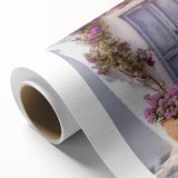 Art Deco style poster featuring a Greek door architecture in muted beige and white, rolled canvas.