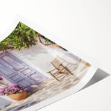 Extra large rolled print featuring line art flowers and Greek architecture motifs in monochrome.