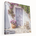 Side view of a Greek architecture door design on stretched canvas, featuring earth tones, ideal for kitchen wall art.