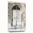Acrylic print of a rustic Italian door in muted earth tones, suitable for dining room decor.