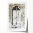 Rustic Italian door design in muted earth tones on a rolled canvas, suitable for dining room wall art.