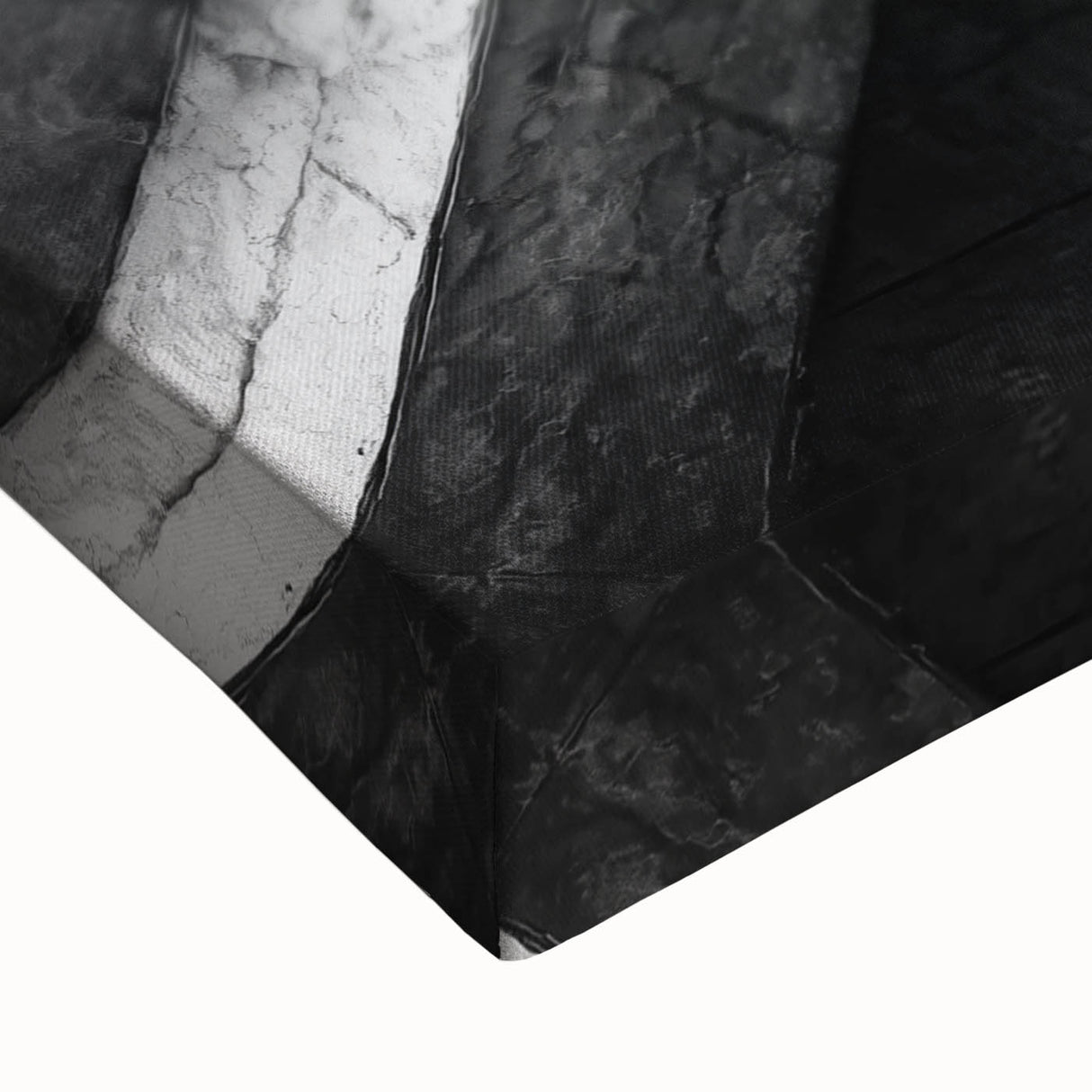 Large art of a black and white landscape painting on stretched canvas, suitable for bedroom wall decor.