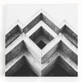 Large black and white photo of architectural details on stretched canvas, suitable for kitchen wall art.