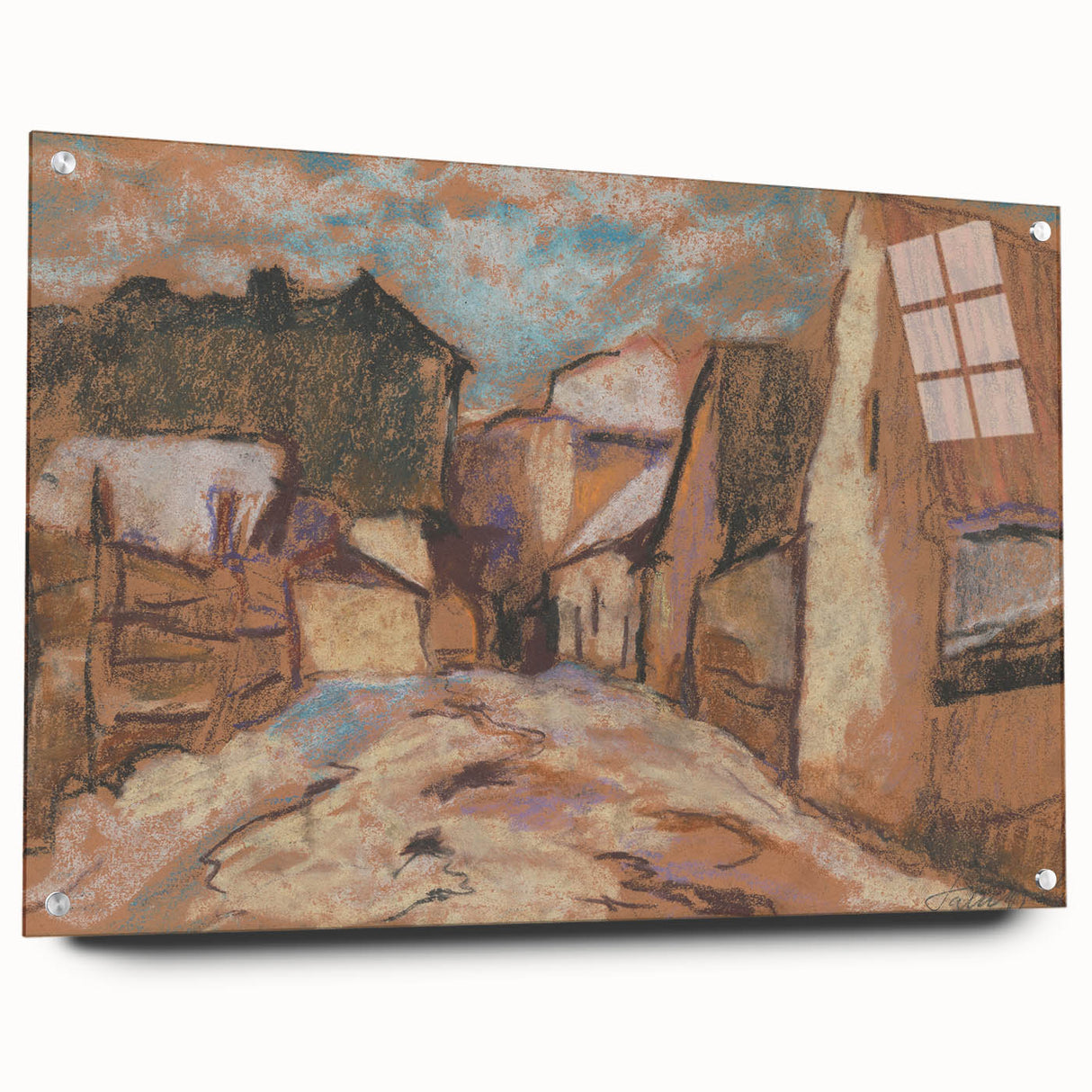 Expressionist Rustic Alley - Abstract Expressionism Wall Art Print
