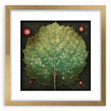 Framed wall art featuring a botanical design with colorful flowers and leaves, set in a gold frame with a mat, perfect for modern home decor.