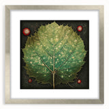 Floral and botanical wall art framed in a sleek silver frame, showcasing vibrant colors of flowers and leaves, perfect for home decor enhancement.