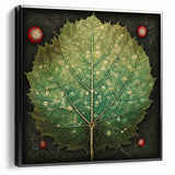 Framed canvas wall art showcasing a vibrant floral and botanical design, featuring intricate details in shades of green and pink, perfect for home decor enhancement.