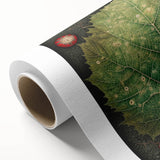 Rolled canvas artwork showcasing an elegant floral and botanical design, featuring vibrant colors and intricate leaf patterns, ideal for home decor enhancement.