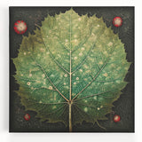 Stretched canvas wall art showcasing a vibrant floral and botanical design with lush green leaves, perfect for adding a touch of nature-inspired decor to any room.