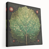 Stretched canvas wall art showcasing a vibrant floral and botanical design with lush green leaves, ideal for enhancing home decor aesthetics and adding a touch of nature.