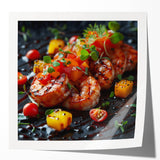 Rolled print of various colorful food dishes, ideal for art wall dining room.