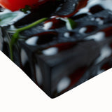 Black and white landscape art painting of assorted dishes on a stretched canvas, suitable for bedroom wall decor.