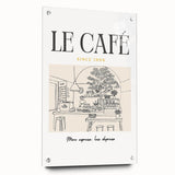 Large abstract wall art on acrylic glass depicting vibrant food and drink motifs, ideal for dining room decor.