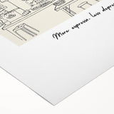 Art deco poster featuring a stylized cocktail glass, in bold black and golden tones on rolled canvas.